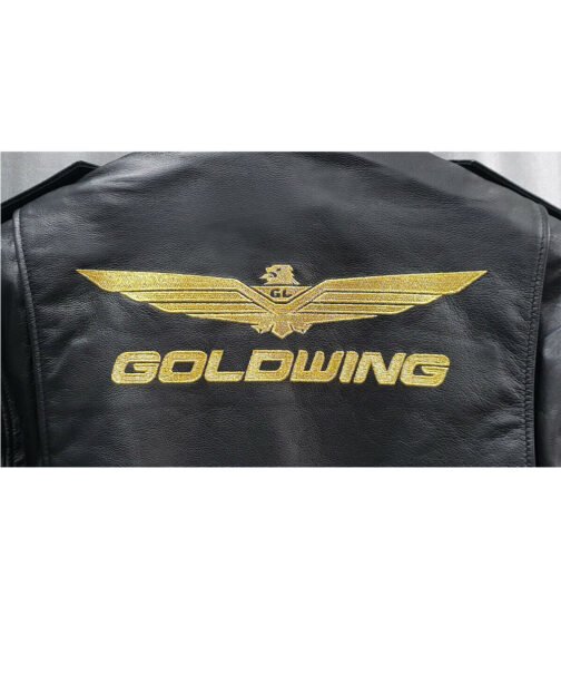 Biker Goldwing Black Leather Jacket - Image 4