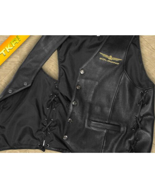 Goldwing Biker Black Leather Vest - Image 4