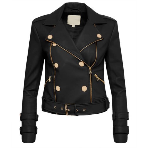 Women’s Billie Belted Leather Jacket - Image 15