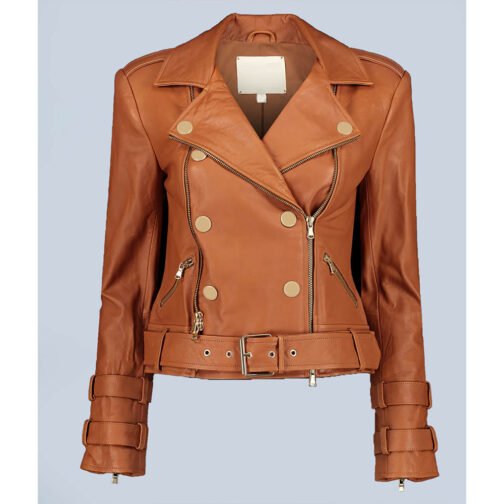 Women’s Billie Belted Leather Jacket - Image 16