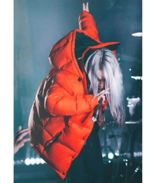 Orange Billie Eilish Puffer Jacket - Image 4