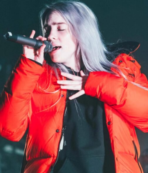 Orange Billie Eilish Puffer Jacket - Image 2