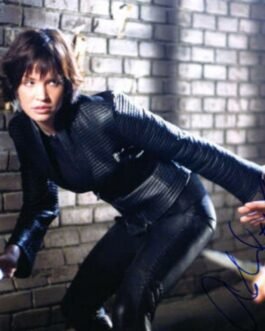 Ashley Scott Birds of Prey Padded Black Leather Jacket