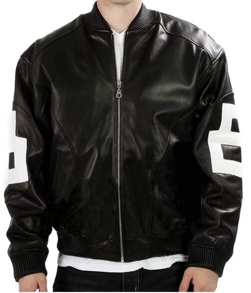 Bomber Michael Hoban 8 Ball Black Leather Jacket