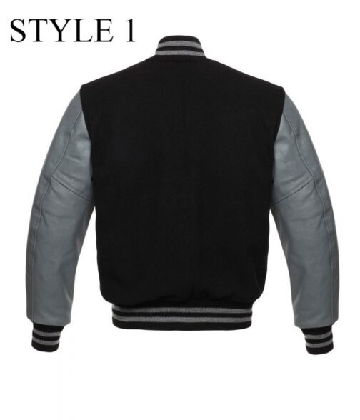 Varsity Black and Grey Letterman Jacket - Image 3