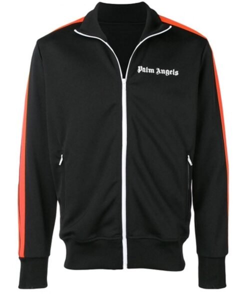 Palm Angels Polyester Track Black and Orange Jacket