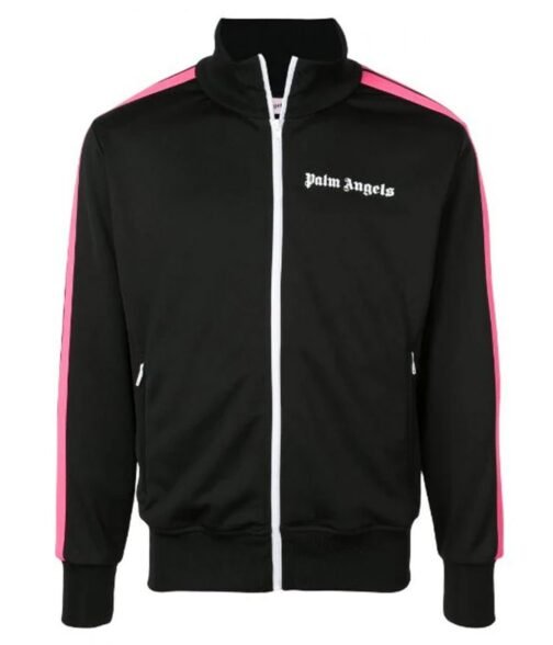 Palm Angels Track Polyester Black and Pink Jacket