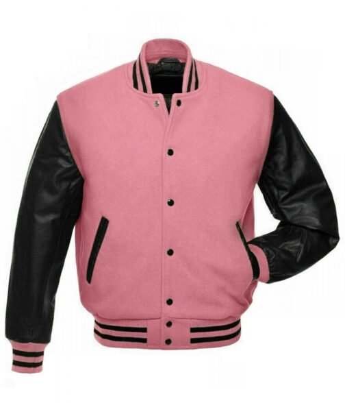 Baseball Bomber Varsity Black and Pink Jacket