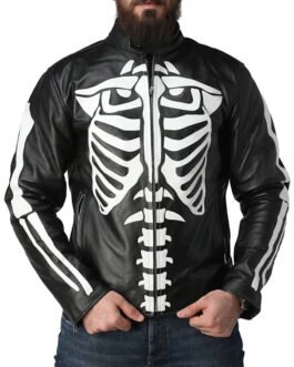 Skeleton Red Leather Jacket