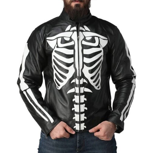 Skeleton Red Leather Jacket - Image 2