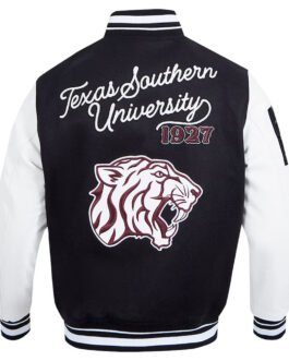Texas Southern Tigers Black and White Varsity Full-zip Jacket
