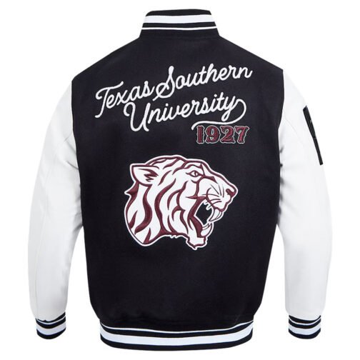 Texas Southern Tigers Black and White Varsity Full-zip Jacket - Image 2