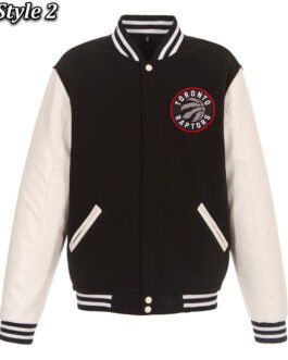 Black and White Toronto Raptors Varsity Jacket