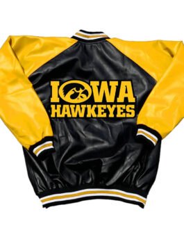 Black and Yellow Iowa Hawkeyes Varsity Leather Jacket