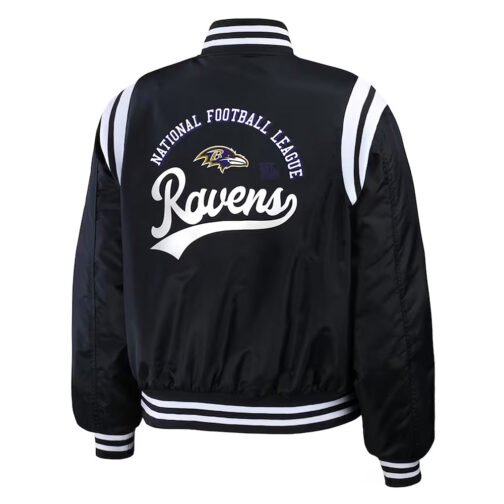 Black Baltimore Ravens Bomber Full-Zip Jacket - Image 2