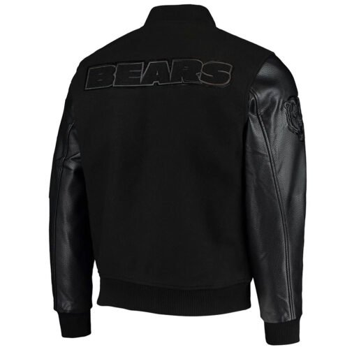 Black Chicago Bears Logo Varsity Jacket - Image 2