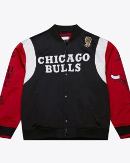 Chicago Bulls Team Origins Black and Red Satin Jacket