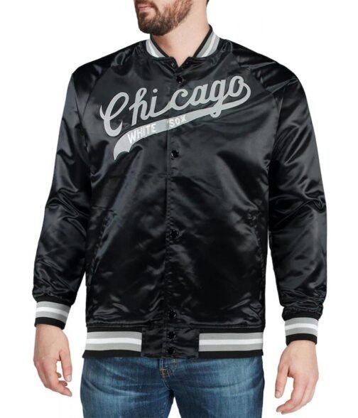 Chicago White Sox Full-Snap Bomber Black Jacket - Image 4