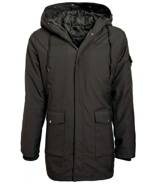 Men’s Black Admiral Hooded Coat with Fur Collar - Image 8