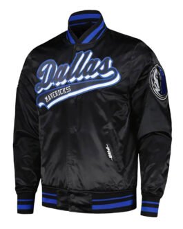 Dallas Mavericks Script Tail Black Satin Jacket