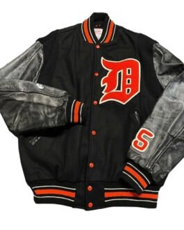 Detroit Tigers Black Letterman Jacket