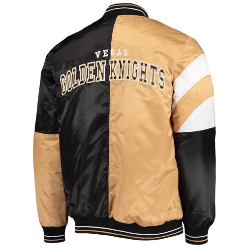 Vegas Golden Knights The Leader Black/Gold Varsity Satin Jacket - Image 2