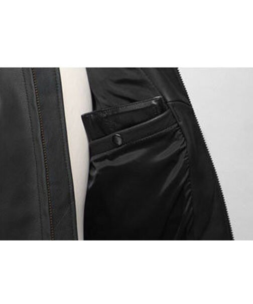 Biker Goldwing Black Leather Jacket - Image 7