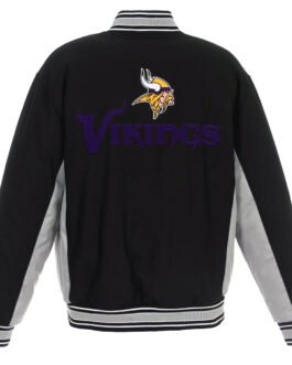 Black/Gray Minnesota Vikings Varsity Wool Jacket