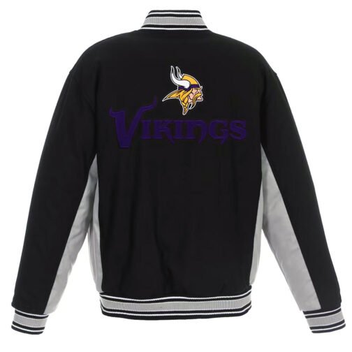 Black/Gray Minnesota Vikings Varsity Wool Jacket - Image 2
