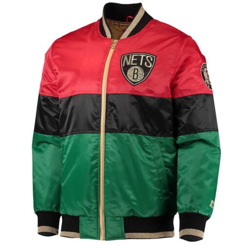 Brooklyn Nets Black History Month 75th Anniversary Satin Jacket