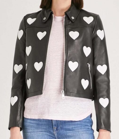 Women’s Maje Heart Motorcycle Leather Jacket - Image 3