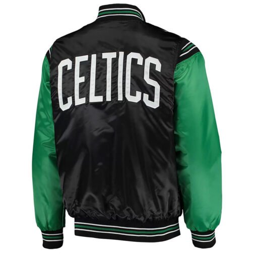 Boston Celtics The Enforcer Black/Kelly Green Varsity Satin Jacket - Image 2