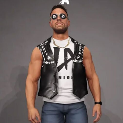 LA Knight Black Leather Vest - Image 7