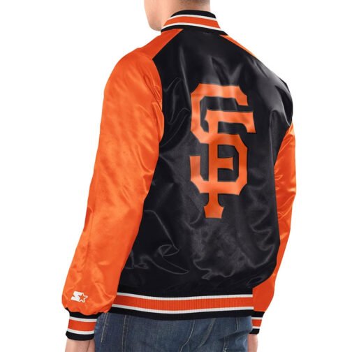 Black/Orange San Francisco Giants Renegade Varsity Satin Jacket - Image 2