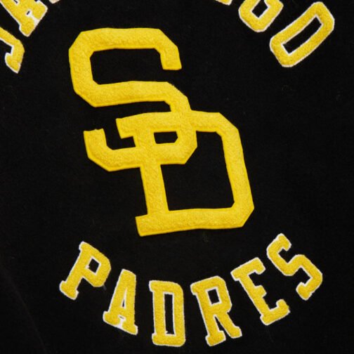 San Diego Padres Black Out Vintage Logo Varsity Jacket - Image 3