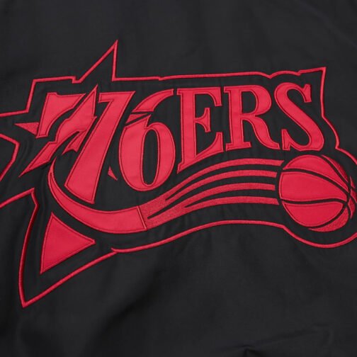 Black Philadelphia 76ers Satin Full-Zip Jacket - Image 3