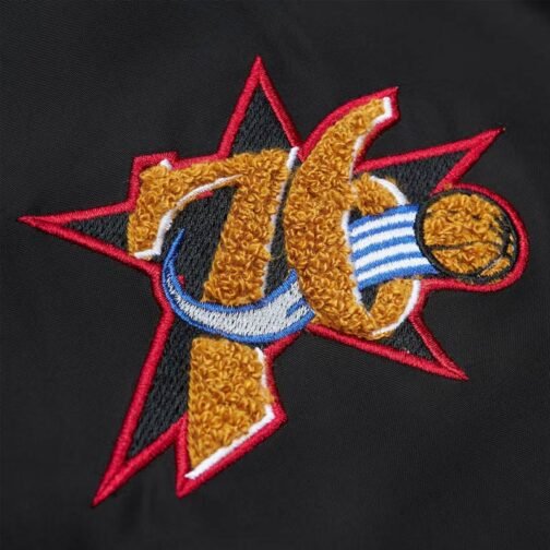 Black Philadelphia 76ers Satin Full-Zip Jacket - Image 4