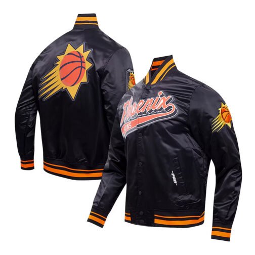 Phoenix Suns Script Tail Black Satin Jacket - Image 5