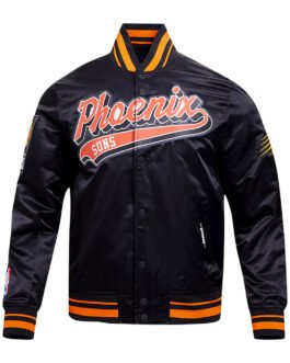 Phoenix Suns Script Tail Black Satin Jacket