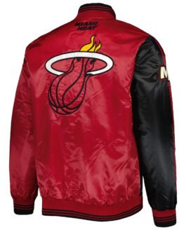 Miami Heat Fast Break Varsity Black/Red Satin Jacket
