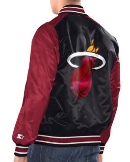 Black/Red Miami Heat Renegade Varsity Satin Jacket