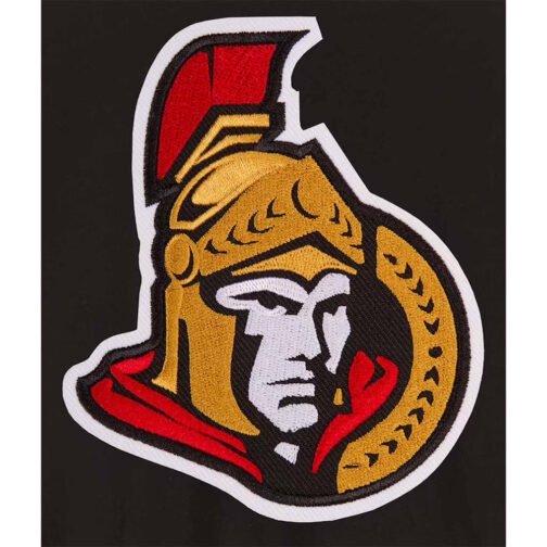 Ottawa Senators Accent Black/Red Varsity Wool Poly-Twill Jacket - Image 3