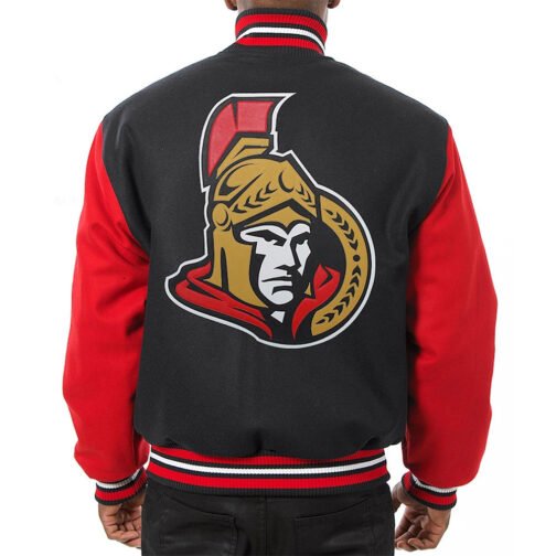 Black/Red Ottawa Senators Varsity Wool Jacket - Image 2