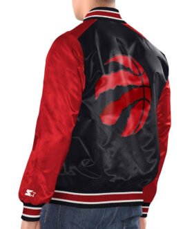 Black/Red Toronto Raptors Renegade Varsity Satin Jacket