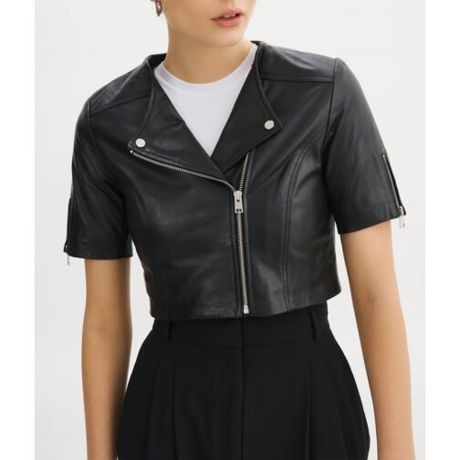 Women’s Short Sleeve Leather Jacket - Image 6