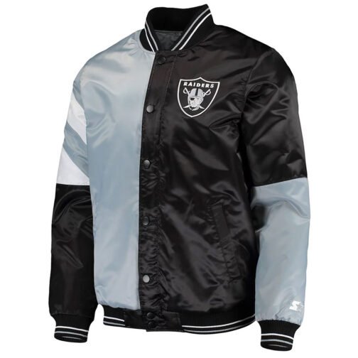 Leader Las Vegas Raiders Black and Silver Satin Jacket