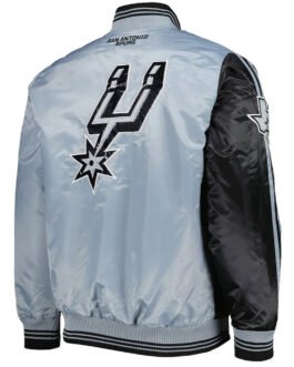 Black/Silver San Antonio Spurs Fast Break Satin Jacket