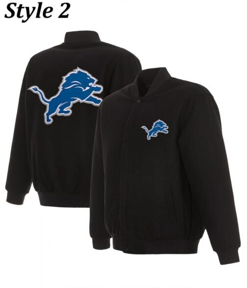 Varsity Detroit Lions Embroidered Black Wool Jacket - Image 6
