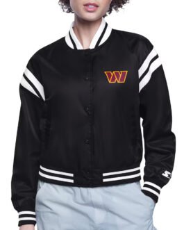 Washington Commanders Round Team Logo Black Cropped Jacket