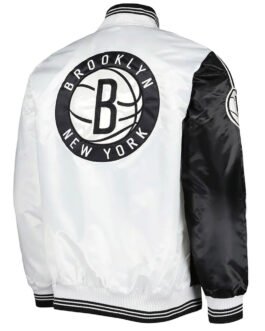 Brooklyn Nets Fast Break Black/White Satin Jacket